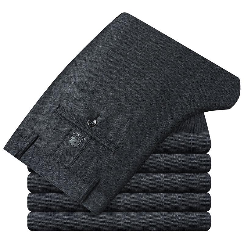 High End Striped Casual Trousers For Men, Middle-Aged Men, High Waisted Business Straight Leg Casual Pants