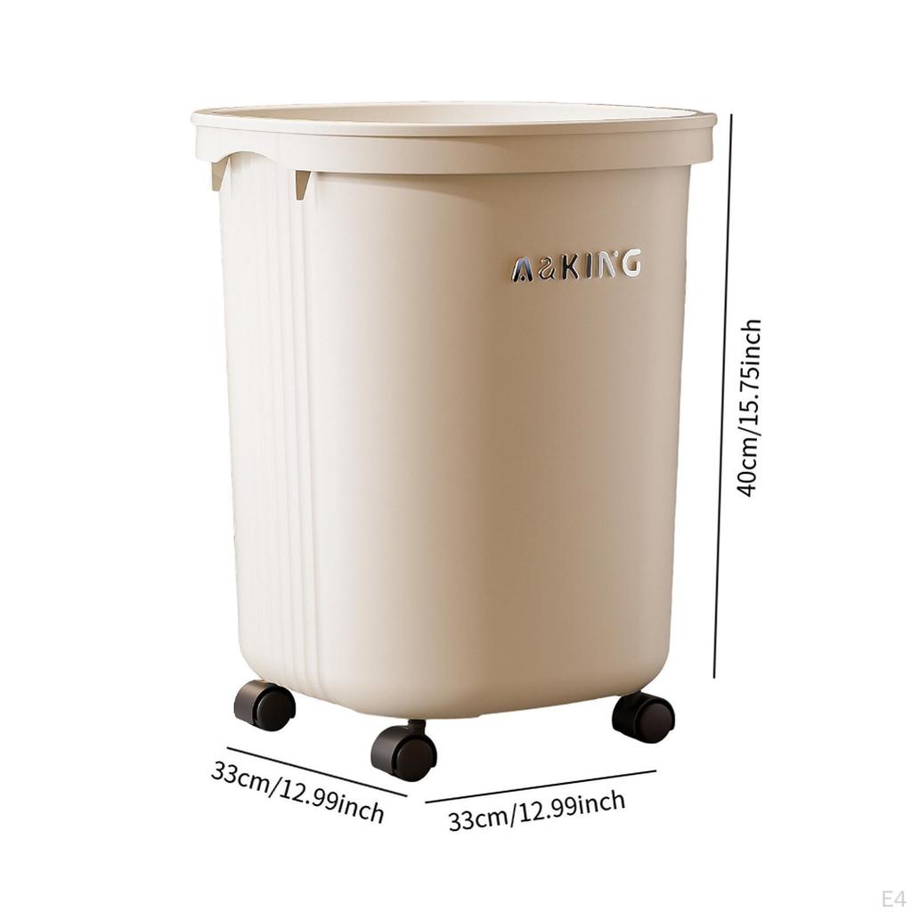 Trash Can with Wheels Dustbin Household Large Capacity Nordic Wastebasket Rubbish Bin for Apartment