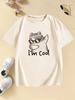 I Am Cool Cat Graphic Kids Tshirts Summer Short Sleeve Tees Cartoon Boys Girls Clothes Kawaii Kitten Tops Y2K Tshirt