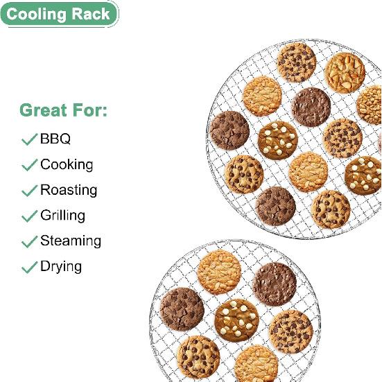 Cooling Rack, 8" Round Stainless Steel Baking Rack for BBQ/Cooking/Roasting/Grilling/Steaming/Drying, Wire Cooling Rack for Baking [Silver]