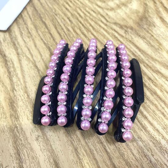 4-teilige Haarreifen, einziehbare Stirnbänder im Taschenformat, rutschfestes Zahndesign, dehnbare Strasssteine, Blumendekor, Haarreifen, Haarschmuck