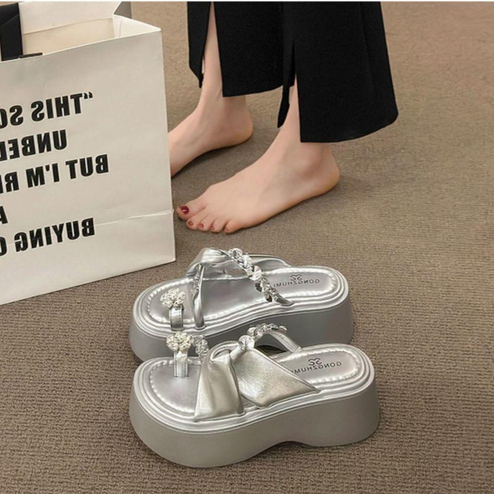 Thick Sole Platform Slippers For Women With Non Slip Rubber Outsole For Summer Casual Wear