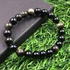 8mm Naturlig Gyllene Obsidian Ädelsten Runda Pärlor Elastiskt Armband 7.5" För Födelsedagspresent RBB-90