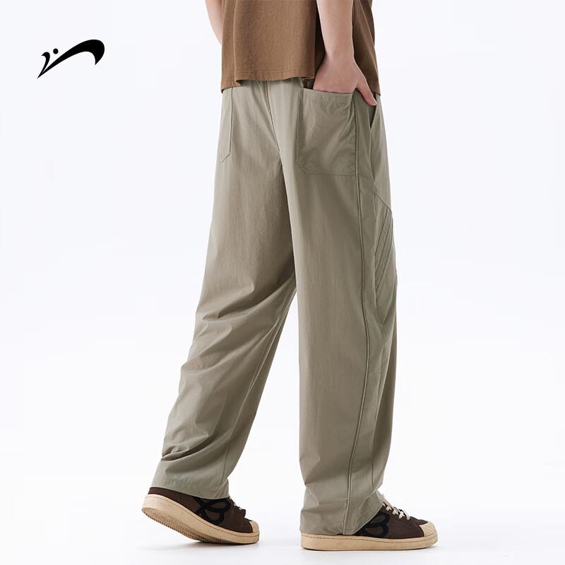 Guirenniao Men's Ice Silk Outdoor Sports Straight-leg Pants
