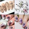 14 Sheets Nail Art Stickers Ink Outline Flower Water Transfer Decals Tips DIY