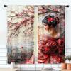 2-teilig, Frühlingsvorhang Vintage Japanische Geisha Vielseitig Langlebig Polyester, Ohne Strom Geburtstagsfeier Perfekt für Feiertag