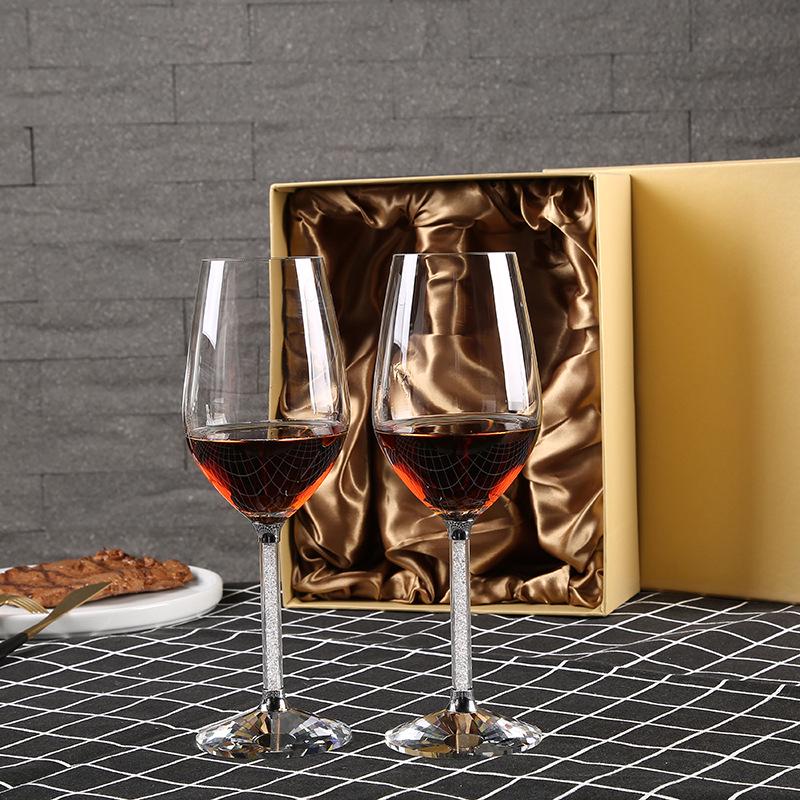 Creative Diamond Crystal Wine & Champagne Glass Set - High Stem, Gift Box Included
