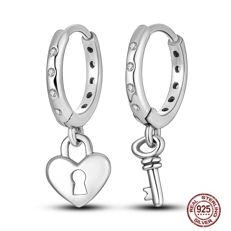 Hoop Earrings for Women Sparkling Pave CZ Heart-shaped Series Round Love Fit Original Wedding Drop Earring Jewelry