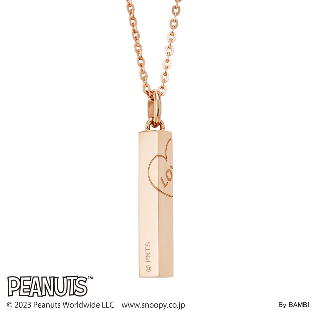 Snoopy PEANUTS Halskette aus chirurgischem Edelstahl, rosa, PNST002GO [Weißklee]