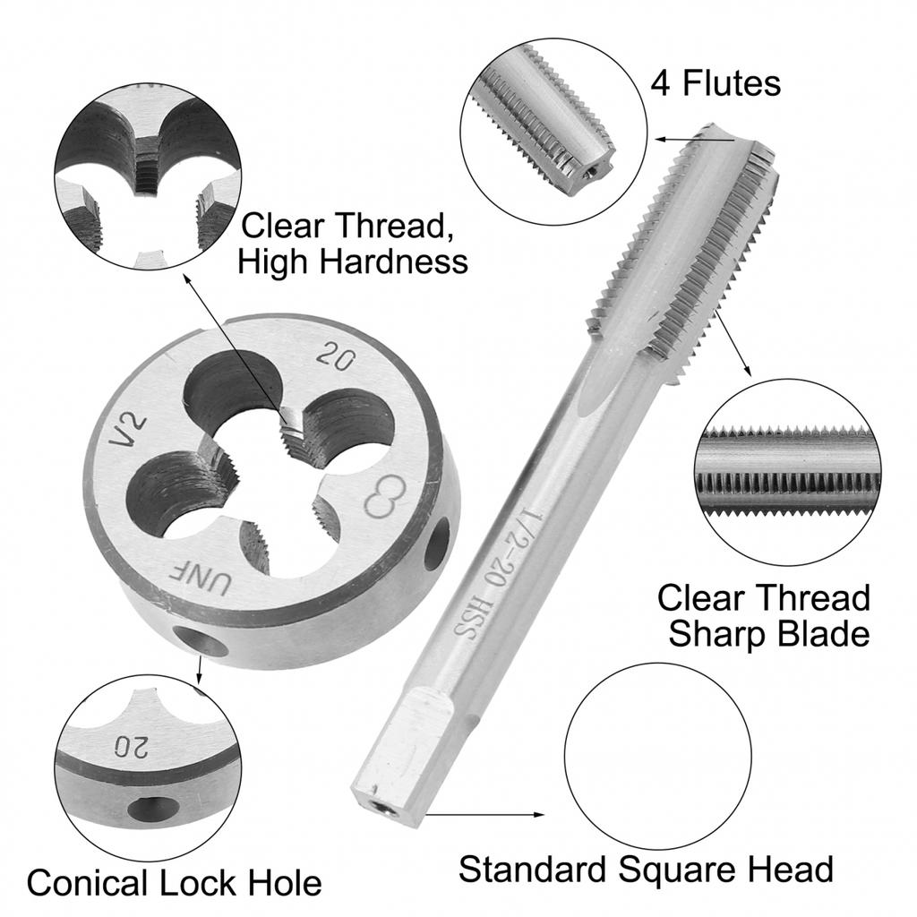 Machado HSS Modelo 1/2-20 UNF Cabo Redondo Mão Direita