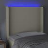 Zagłówek Do Łóżka Z Led Kremowy 83X16X118/128 Cm Sztuczna Skóra