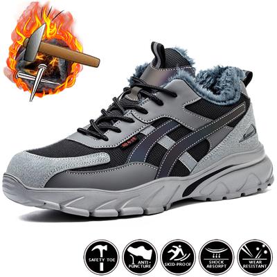 Tênis de trabalho masculinos, calçados de segurança de inverno, leves, anti-esmagamento, calçados de trabalho masculinos, botas femininas, sapatos de proteção com biqueira de aço, botas de segurança