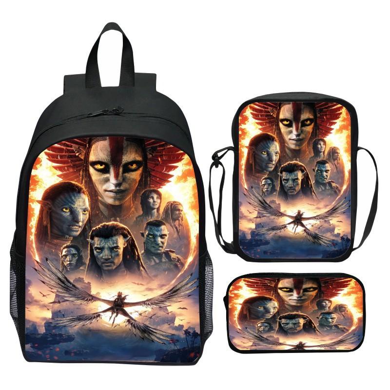 Printed Backpack Set 3-Piece Cartoon Movie Themed School Bag for Kids
