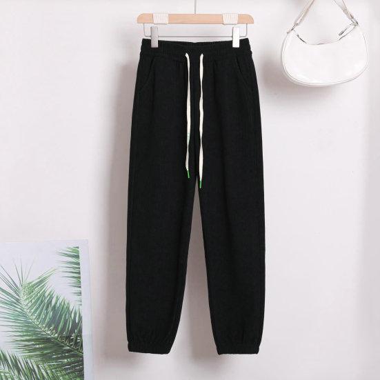 

Женские брюки Yousheng, эластичные, с завязками на талии, с высокой талией, свободные, с глубоким шаговым швом, с резинкой на щиколотке, однотонные, плотные, теплые, повседневные, мягкие, спортивные, женские брюки Ninth XL темно-серого