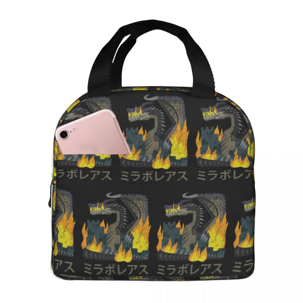 Monster Hunter World Iceborne Nargacuga Kanji Icon Insulated Lunch Bag for Women Office Cooler Thermal Food Box Tote Lunch Boxes