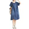 2026 Summer Retro Plus Size Slimming Denim Midi Dress