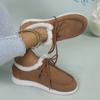 Plus Size Women's Shoes Autumn and Winter New Low Cut Round Head Cotton-Padded Shoes with Velvet Lace-up Cotton Boots
