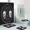 Gruseliges Pentagram Dämon Satanischer Ziegenkopf Duschvorhang Set Teppich Retro Schwarze Magie Totenkopf Tattoo Badezimmervorhänge Matten Badezimmer