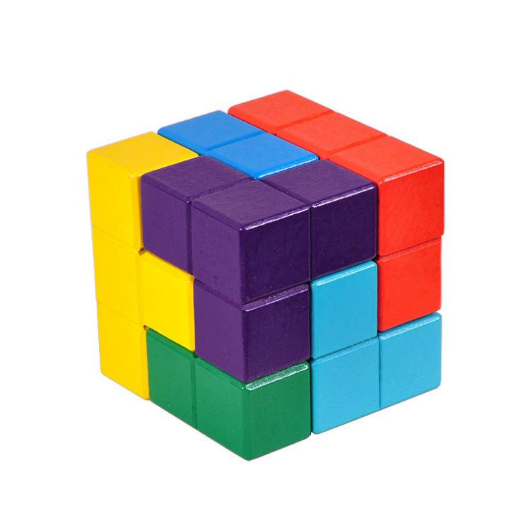 New 3D Wooden Children Early Educational Soma Cube Toys Montessori Puzzle Games Brain Challenge Game Sensory Toys For Kids