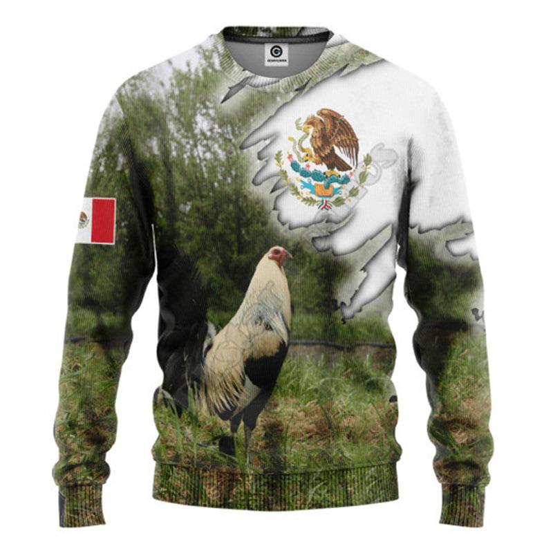 Spring 3D Digital Animal Print Long-sleeved Sweatshirt Loose Casual Round Neck Pullover Top