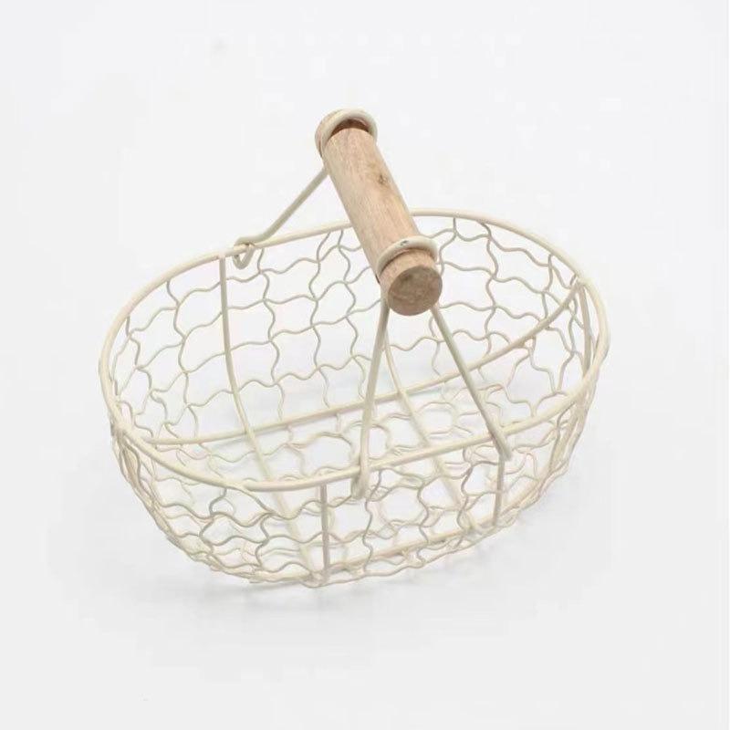 Rustic Mini Egg Basket Heavy-Duty Iron Wood Storage with Ergonomic HandleSpace-Saving Oval Design Holds 24 EggsNo Assembly 2870₽