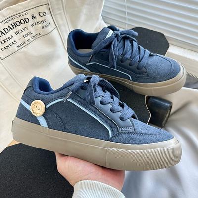 Blue Suede Casual Sneakers For Men Fashion Comfortable Breathable Vulcanized Shoes Man Trend Outdoor Non-slip Men's Skate Shoes