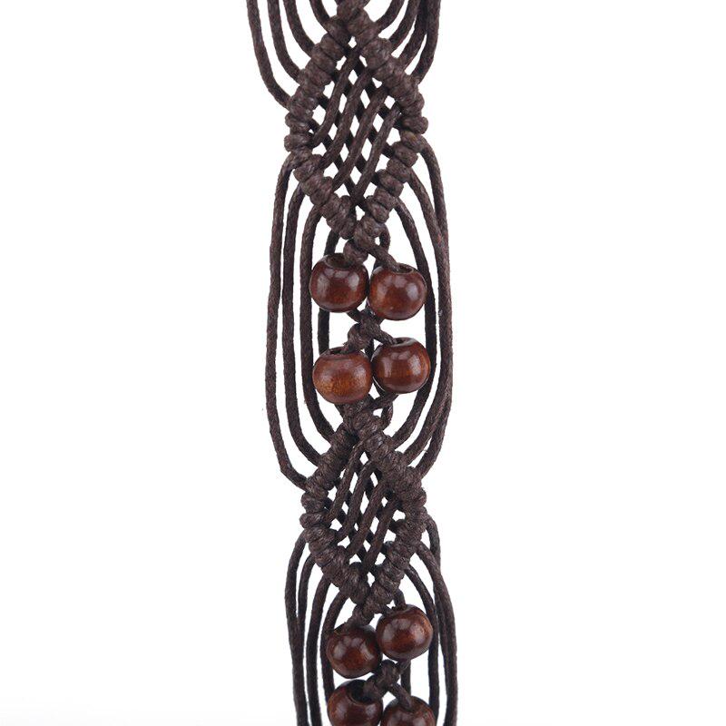 Exquisite Beaded Rope Braid Belt Knitted Waistband Gift Dress Belts Handmade Decorative Cummerbund