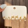 New ins bow fishtail pearl moon stud earrings with diamonds fashion temperament geometric earrings set