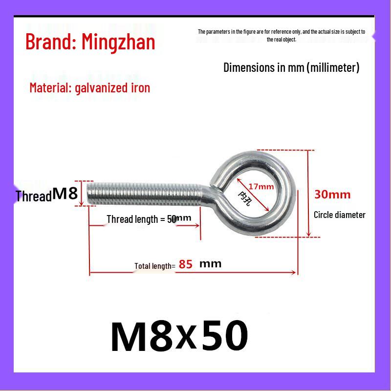 Closed Hook Eye Bolt Screw Ring Hanger - M2.5 to M8 Machine Thread