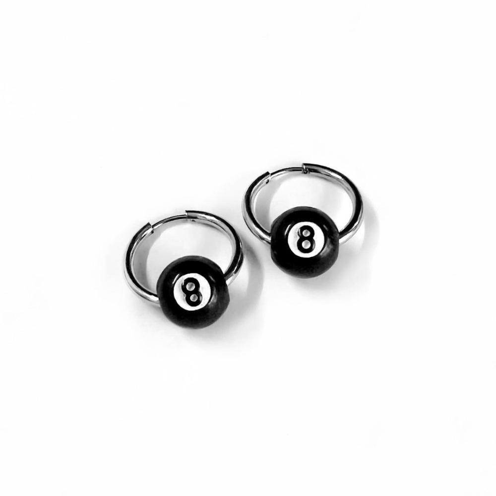 Personlighet Y2K Silverfärg Stjärna Biljardnummer Svart 8 Hängsmycke Halsband för Kvinnor Män Hip-hop Gata Örhängen Smycken Gåvor