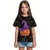 Halloween Cartoon Pumpkin Print 3D Round Neck Short Sleeve Tee For Kid Holiday Outdoor Daily Wear