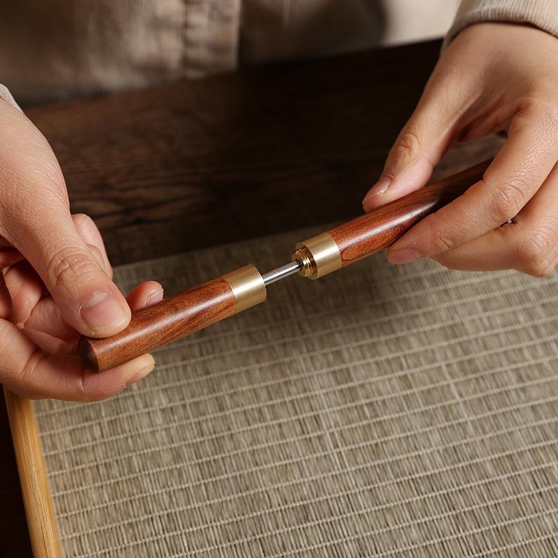 Small Ebony Rosewood Tea Knife & Needle for Pu'er Tea Ceremony with Laser Logo