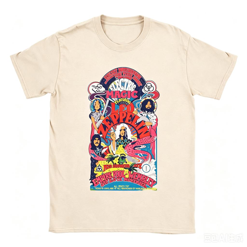 The Mother Ship Led Zeppelin Cotton Tshirt For Adult Summer Funny Tshirts Hippie Tee Shirt Oversized Cheap Clothing