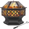 24" Hexagonal Fire Pit Bowl with Spark Screen