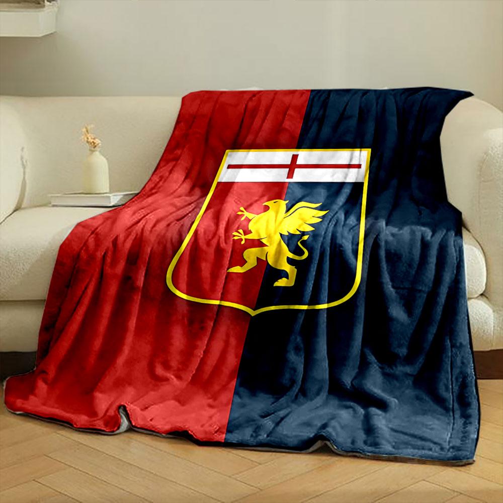 A Shield Design Split Between Red and Blue Halves, Featuring a Golden Griffin. for All Seasons Blanket Lunch Break Throw Gift