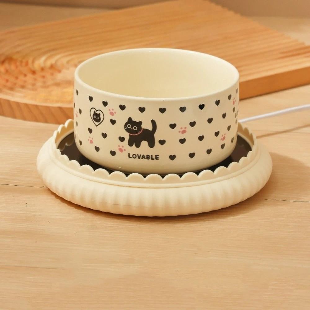 Cartoon Heated Pet Water Dispenser Constant Temperatur Intelligent Heated Dog Water Bowl Ceramics Quiet Cat Heating Bowl Winter