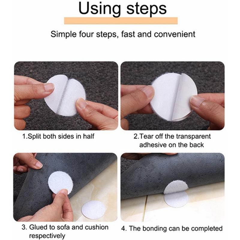 10 Pairs of Strong Self-adhesive Double-sided Adhesive Nylon Tape for Bed Sheet Sofa Cushion Carpet Non-slip Mat