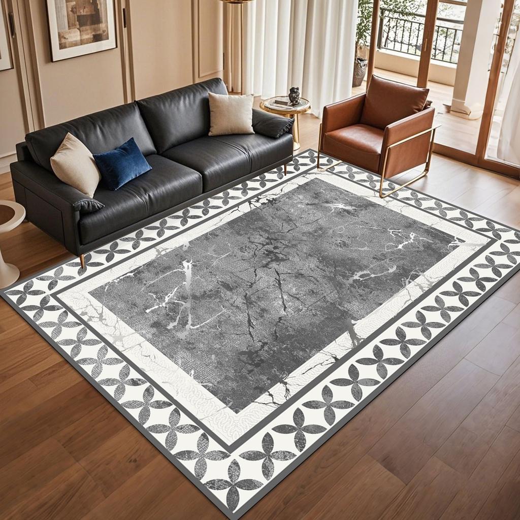Retro Europe Style Marble Pattern Carpet Living Room Sofa Bedroom Bedside Study Entrance Door Rug Non-slip Luxury Decor Mat