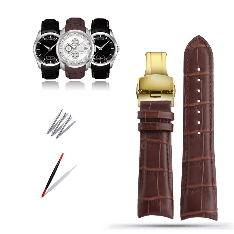 Classic 22/23/24mm Genuine Calf Leather Watchband Watch Band Strap for Tissot Watch T035627/617/407 Series Watch Band Butterfly Buckle