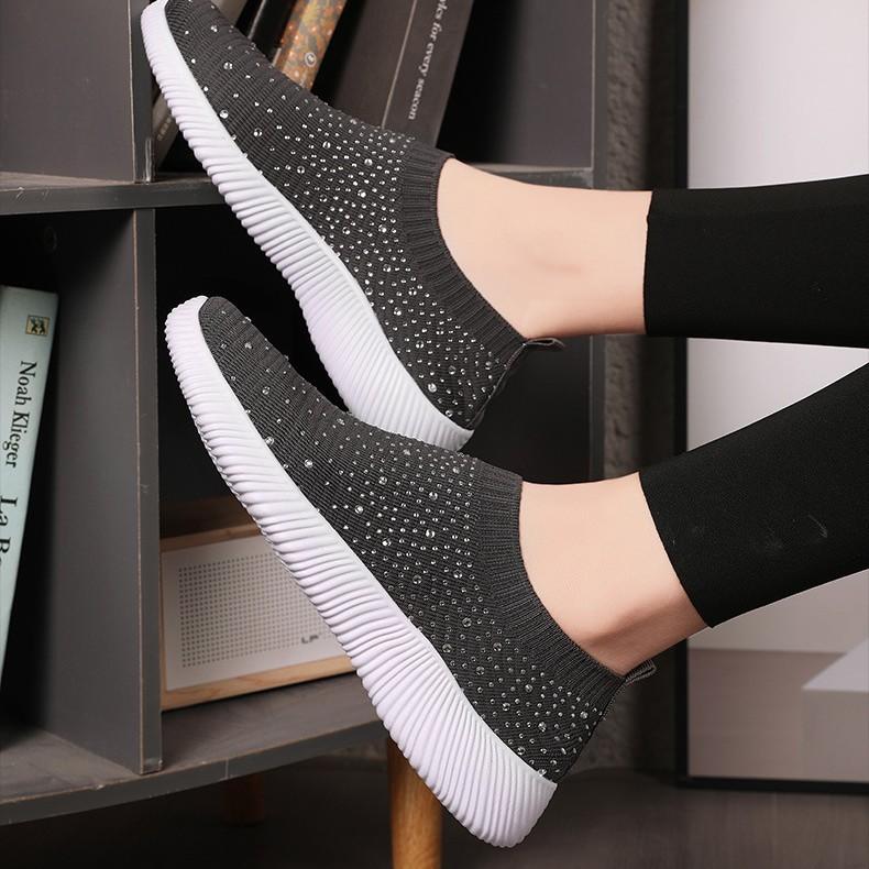 Große Größe Frühling und Herbst neue Mode lässig Suppe Diamant fliegendes Weben Damen Sportstil Outdoor lässige Damenschuhe
