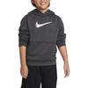 Nike Embroidered Pullover Hoodie Kids Tops Black Grey FD3893-010