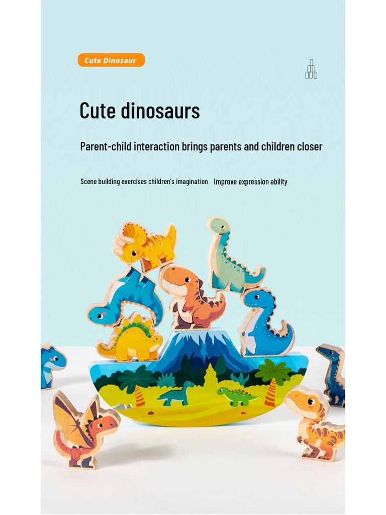 Montessori Dinosaur Jenga: Wooden Balance Building Blocks for Early Education