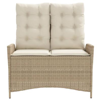 Adjustable Garden Bench with Cushions Beige Poly Rattan
