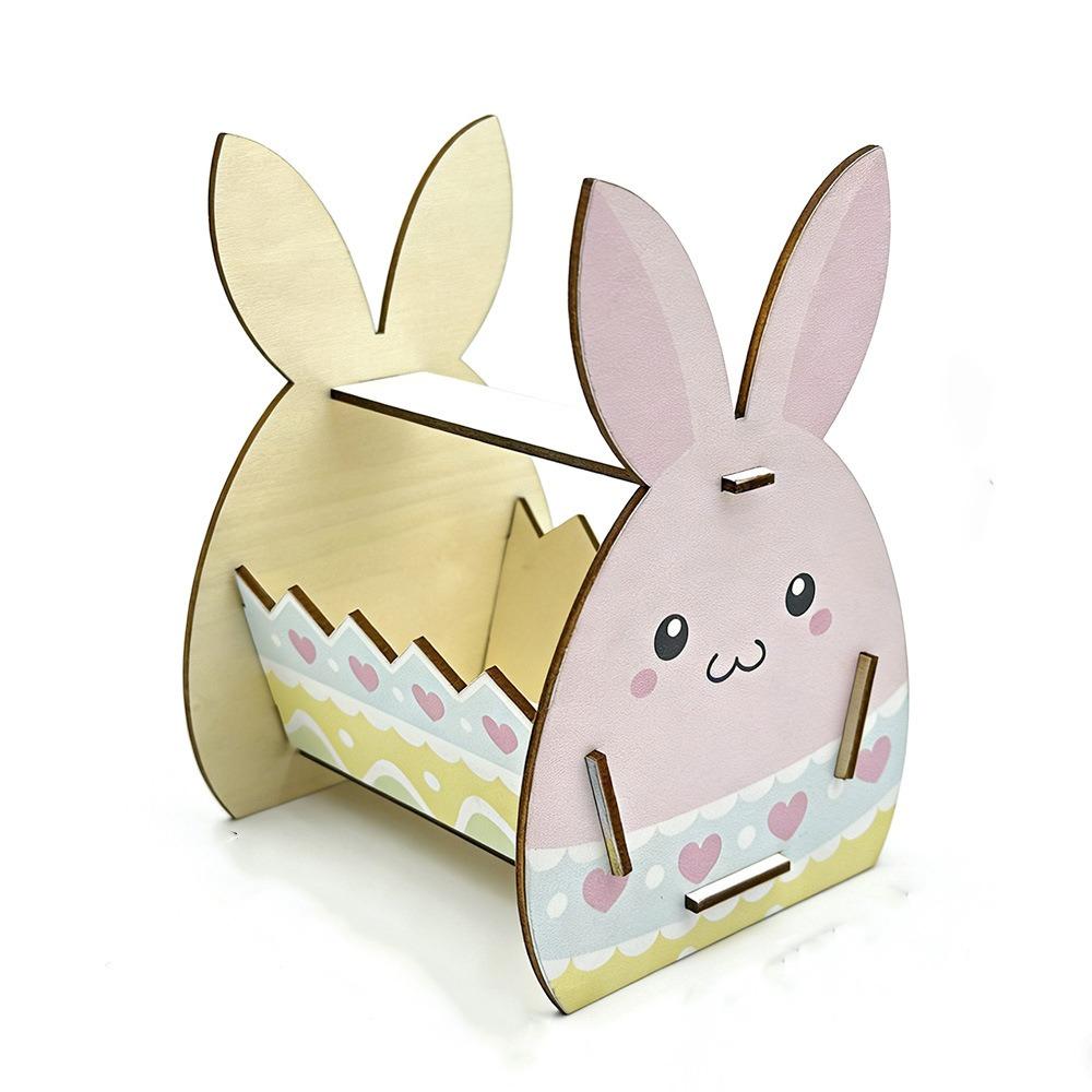 

DIY Paint Rabbit Storage Box Semi-Open Frame Easter Eggs Storage Bunny Decor Box Easter Egg Hunt