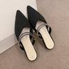Fashion Women Mules Shoes 2024 Summer New Pointed Toe Chunky Heels Ladies Slippers Fashion Plus Size Dress Party Mid Heel Shoes Women