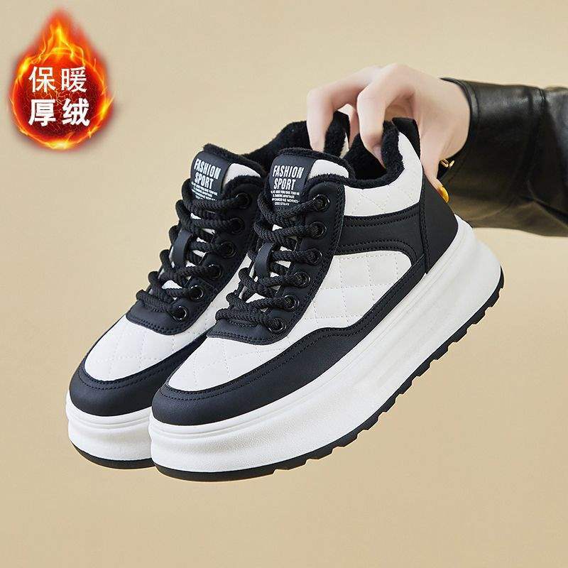 

2025 winter new velvet thickened little white shoes female ins student sports and leisure board shoes warm and versatile 40 чёрный
