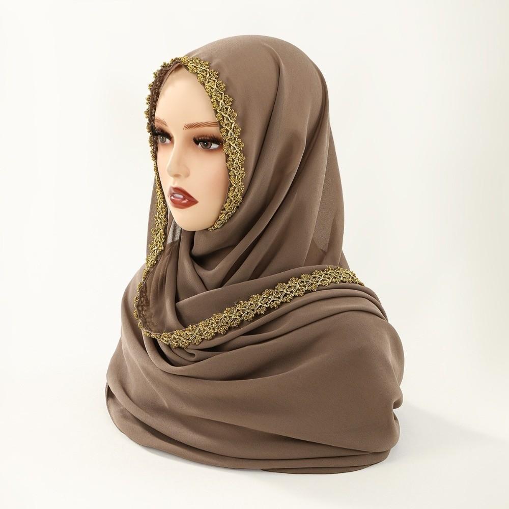 Golden Wave Modest Covering Scarf Chiffon Material Shawl Wrap New Eid al-Fitr Hijab  Arab Style