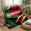 Portugal Football Printed Flannel Blanket Skin Friendly Warm Decorative Throw for Indoor Couch Bed Daily Use