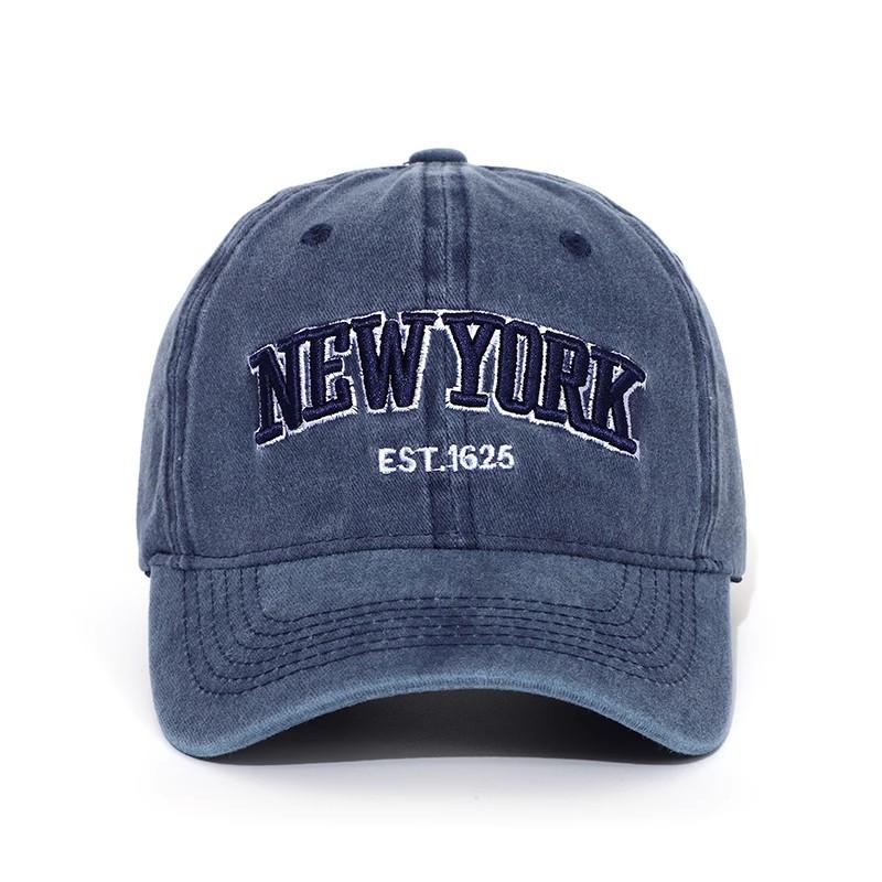 New York Tvättad Bomull Basebollkeps Hattar För Kvinnor Män Retro Bokstavsbroderi Snapback Kepsar Solskydd Hip Hop Pappahatt Keps