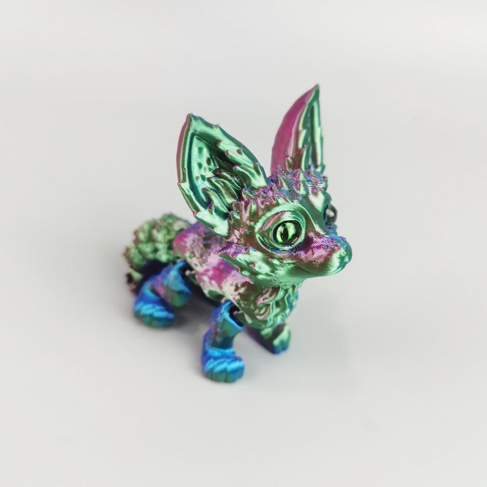 3D Printing Small Fox Cute Creative Modelling Animal Toys Office Home Decoration Small Ornaments Big Ears Fox Children's Gifts